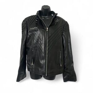 Vintage Baby Phat Y2K Genuine Leather Moto Jacket Black XXL